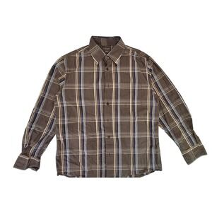 SONOMA LIFE‎ STYLE Mens Plaid Long Sleeve Button Down Shirt Brown Size M